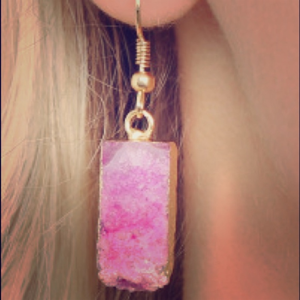 Popping Pink Druzy Earrings